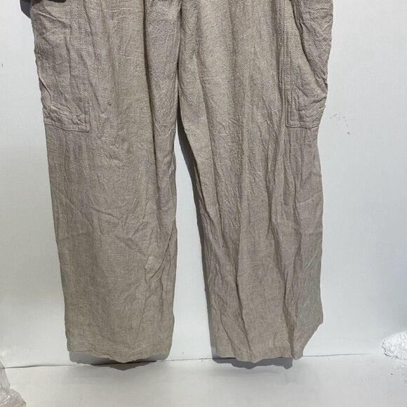 Blue Sol Women's Cream Drawstring Linen Blend Wide Leg Cargo Pants Size Medium - Picture 8 of 11